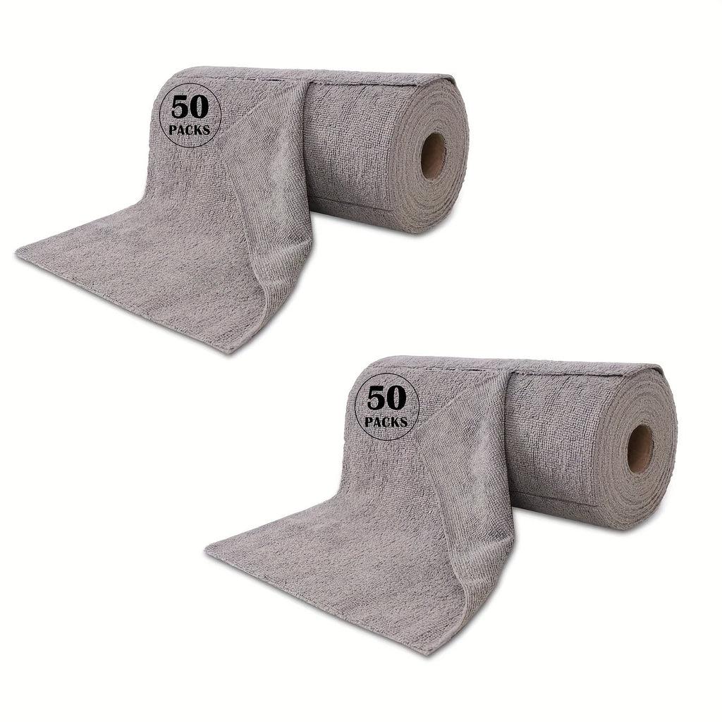 Microfiber Cleaning Cloths Reusable Paper Towel Roll Replacement ¨C Washable Absorbent Tear-Away Dishcloths for Kitchen, Bathroom & Car | Eco-Friendly Rags 50 or 100 Pack, 12x12 Inch
