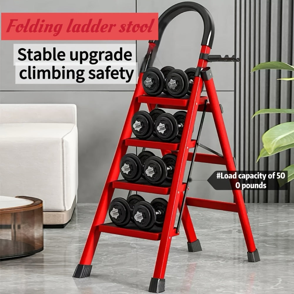 Portable Folding Step Ladder 3/4/5-Step, 500 lbs Weight Capacity, Heavy Duty Non-Slip Plastic Step Stool Ladder, Lightweight Foldable Ladder for Household, Kitchen, Office & Industrial Use