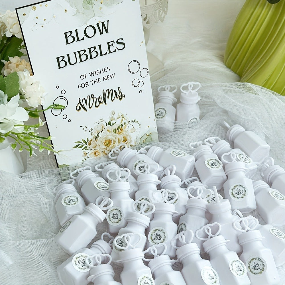 Wedding Bubble Bottle Party Favor Set 50 Mini Bottles with Wooden Sign & Stickers ¨C Liquid-Free for Weddings Birthdays Showers