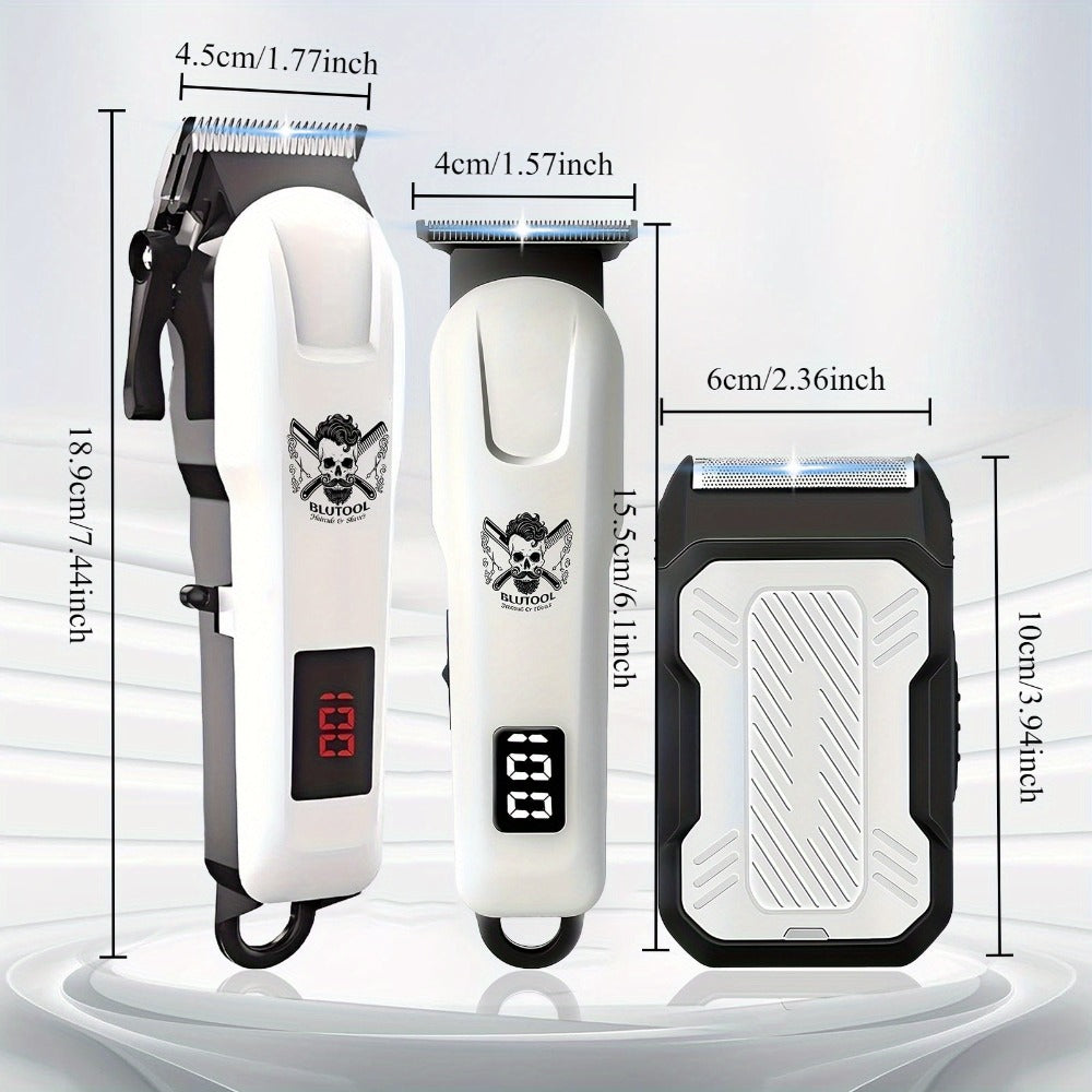 Electric Grooming Kit Hair Clipper & Razor Set USB Rechargeable with Digital Screen - 2 & 3 Piece Sets for Home Use & Salons, Professional Hair Trimmer, Great Gift for Father's Day, Birthday & Christmas