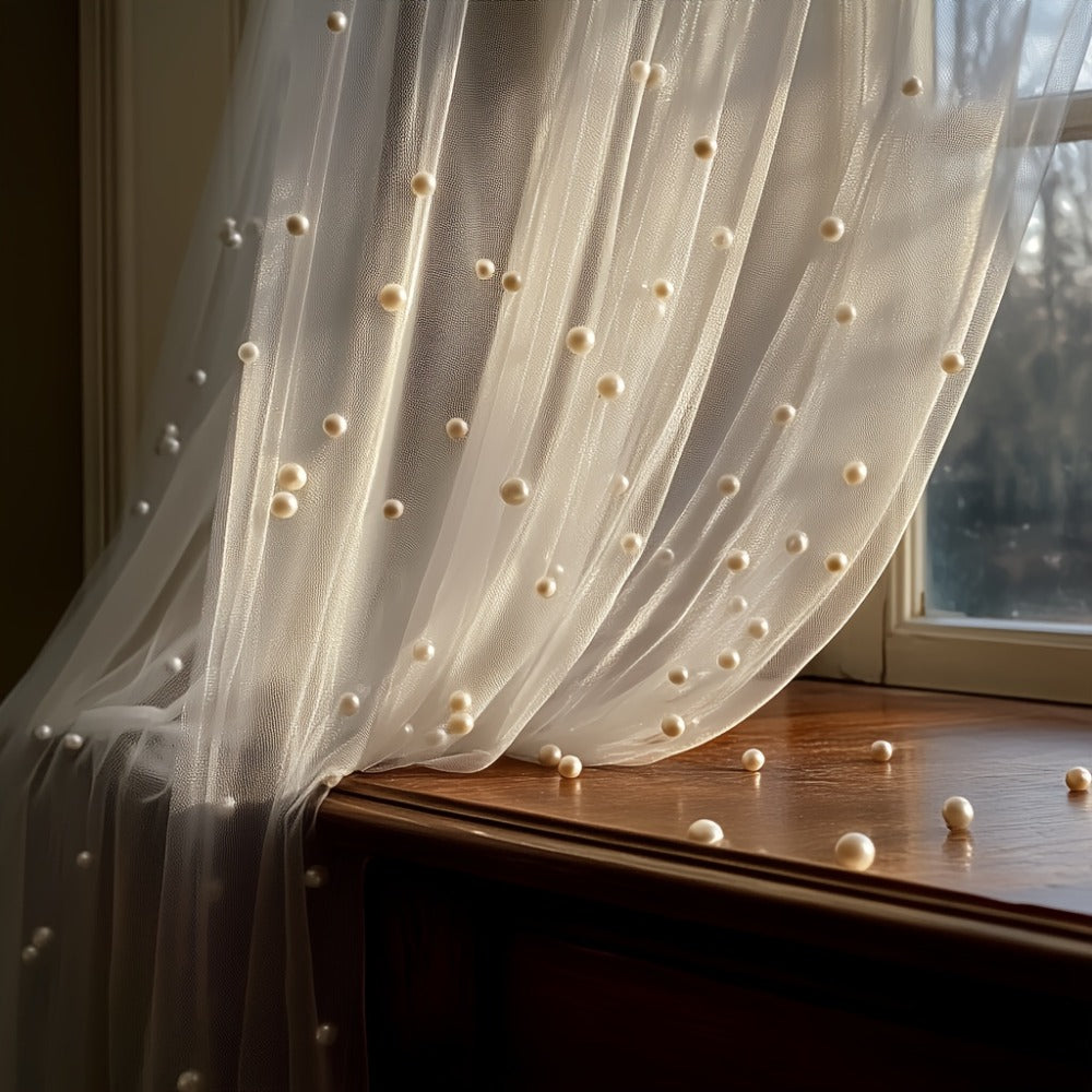 White Pearl Sheer Tulle Fabric Roll 160x300cm ¨C Elegant Organza Mesh for Wedding Backdrop Table Skirt Window Drape Party Decoration Bridal Shower Baby Shower Festive Event Decor