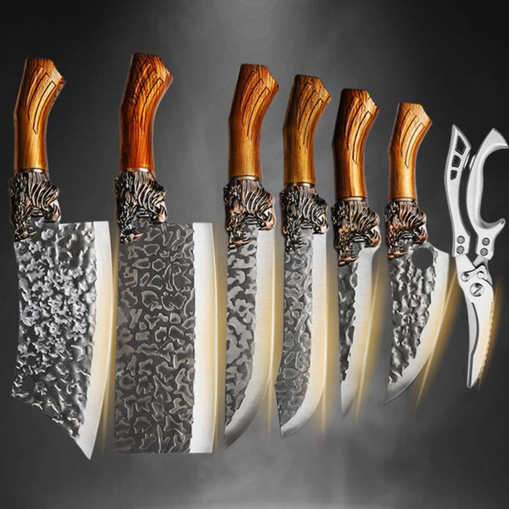 Kitchen Knife Set 3/7pc Professional Chef Knife Set with Butcher Boning Scissors | Stainless Steel Cooking Knives for Home Hotel Camping