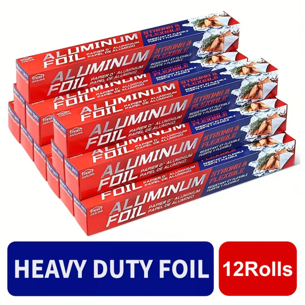 Heavy Duty Aluminum Foil Roll 12 Inch Wide 30 Sq Ft for Restaurant Food Packaging Grilling Cooking