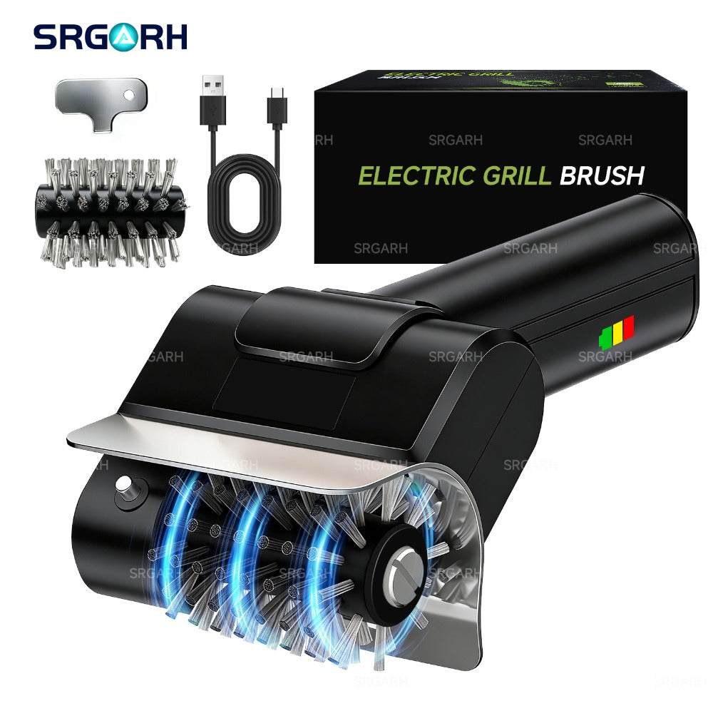 Electric BBQ Grill Brush Cordless Rechargeable Grill Cleaner with 800 RPM Rotating Head, 2000mAh Battery, 304 Stainless Steel Bristles ¨C Outdoor Grilling Tool, Father's Day Gift
