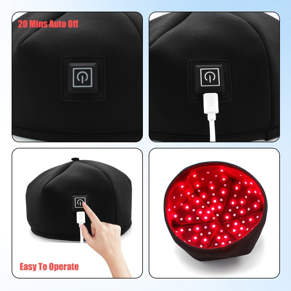 Red Light Therapy Cap for Hair Growth & Scalp Care ¨C 120 LEDs, 630nm Red Light & 820nm Near Infrared, Wearable LED Hair Therapy Helmet, Father's Day Gift for Men & Women, Black & Gray
