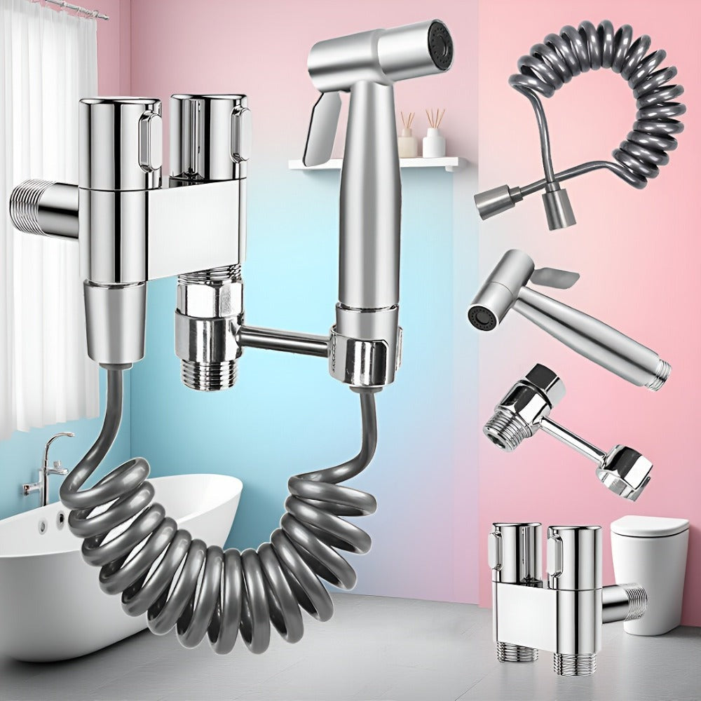 Handheld Bidet Sprayer Kit 6-Piece Wall Mounted Toilet Sprayer Set with Hose & Holder - Adjustable Pressure, Self-Cleaning Personal Hygiene Sprayer for Bathroom, Pet Shower & Toilet Cleaning