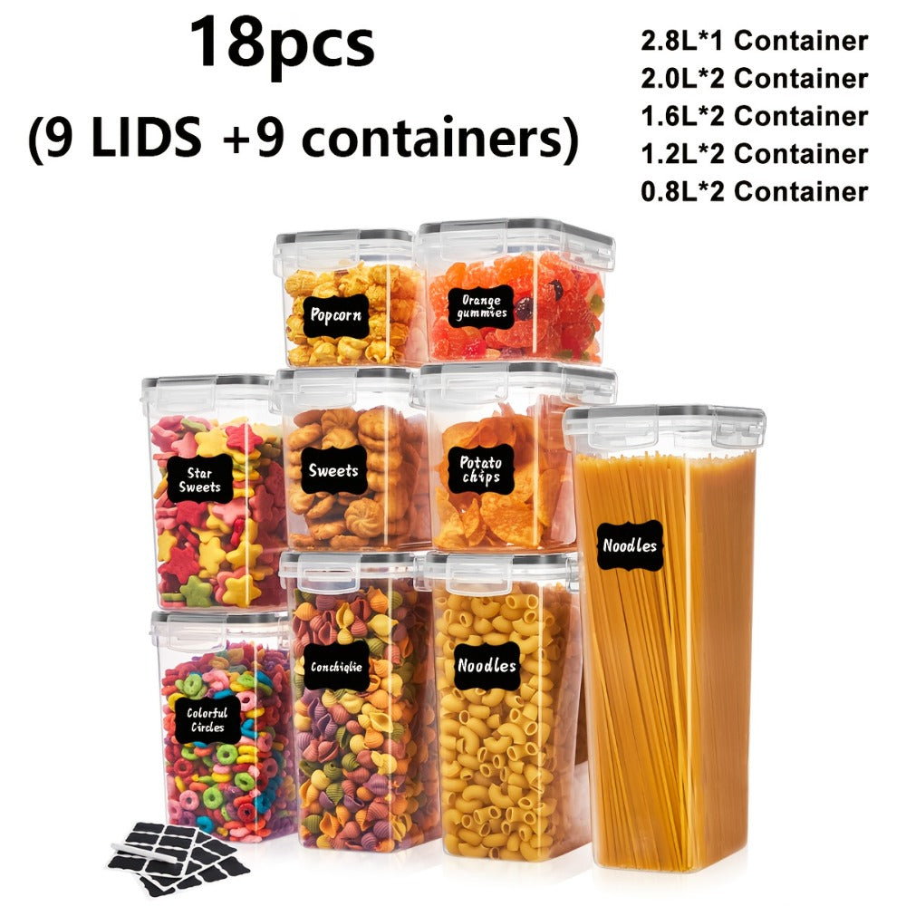 Pantry Storage Containers with Lids Labels and Markers - Airtight Kitchen Food Storage Set for Sugar Flour Pasta Grains Nuts Coffee Tea Beans Baking Supplies Organization