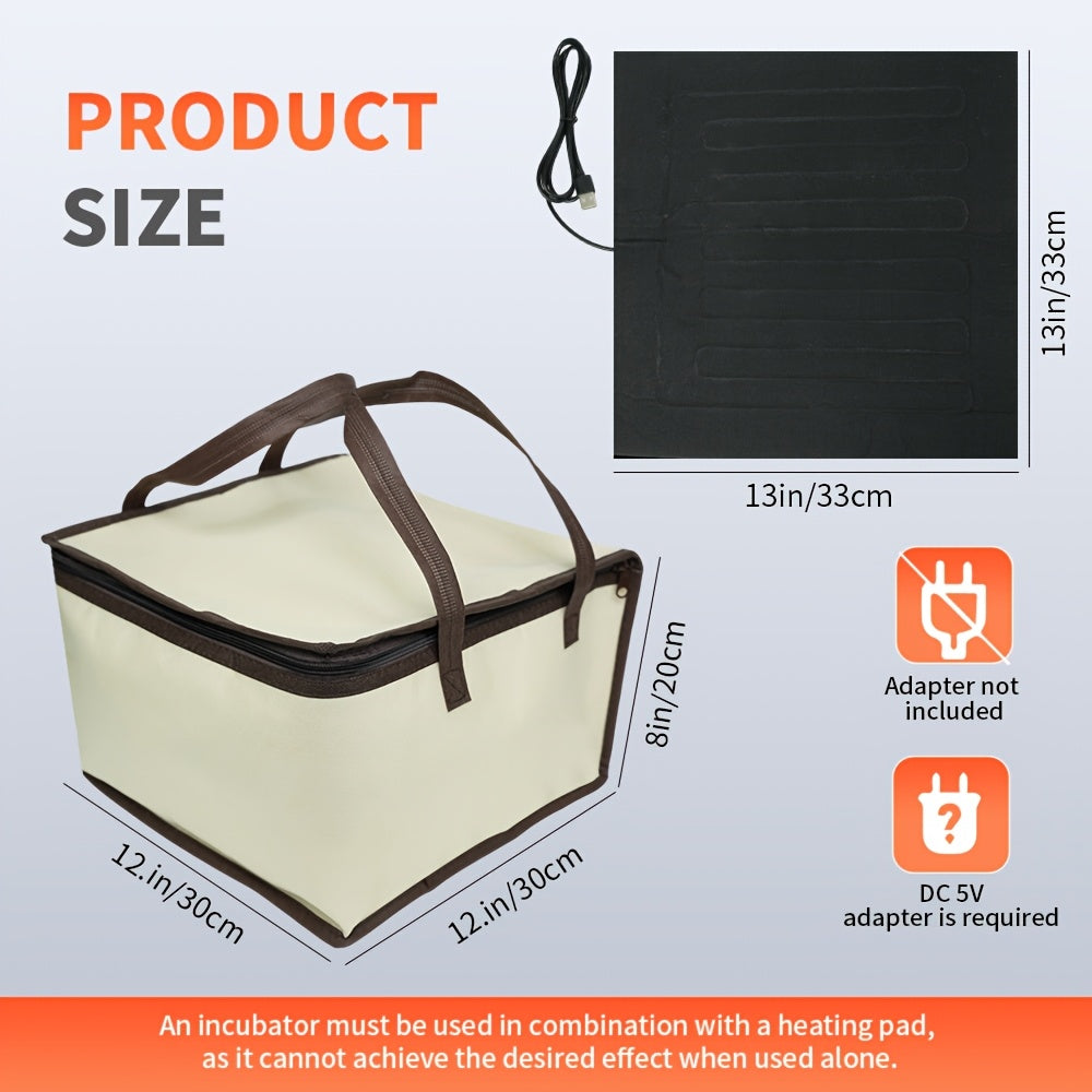 Bread Proofing Box USB Powered Foldable Dough Fermenter with Carry Bag - Zippered Portable Proofing Container for Pizza Dough, Yogurt, Sourdough Starter & Yeast Fermentation, No Batteries Needed