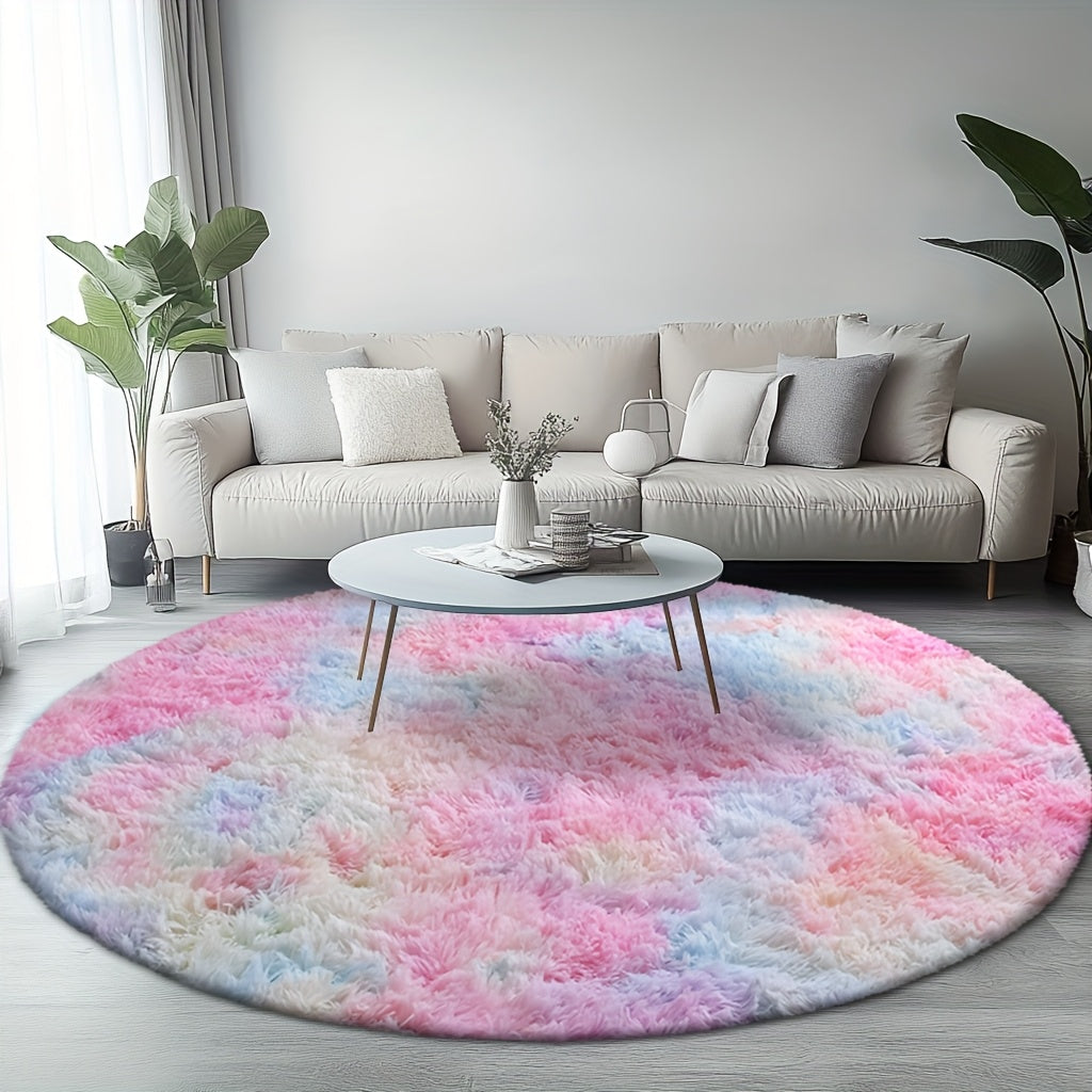 Round Shaggy Plush Rug ¨C Soft Fluffy Circular Carpet for Bedroom & Living Room, Easy Clean