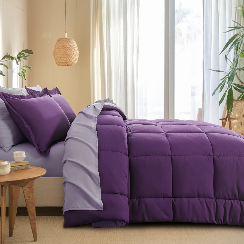 7 Piece Comforter Set Luxury Soft Fluffy Bedding All Season Bed in a Bag with Comforter Fitted Sheet Flat Sheet Pillowcases Hypoallergenic Breathable Easy Care Queen King Twin XL Full