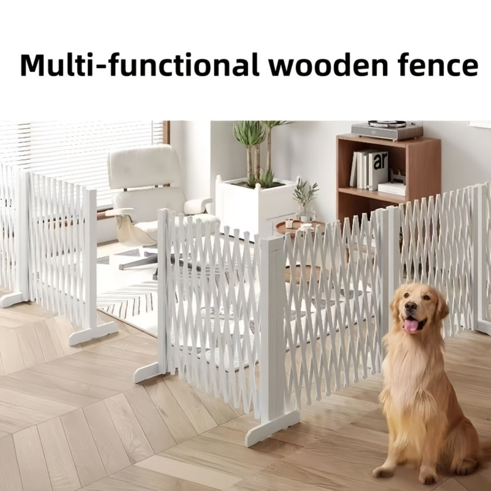 Expandable Wooden Pet Gate Fence Freestanding Retractable Indoor Outdoor Safety Barrier for Dogs Cats - Dark Style Thickened Wood Yard Garden Play Area Divider 27.56 Inch and 35.43 Inch Height Options