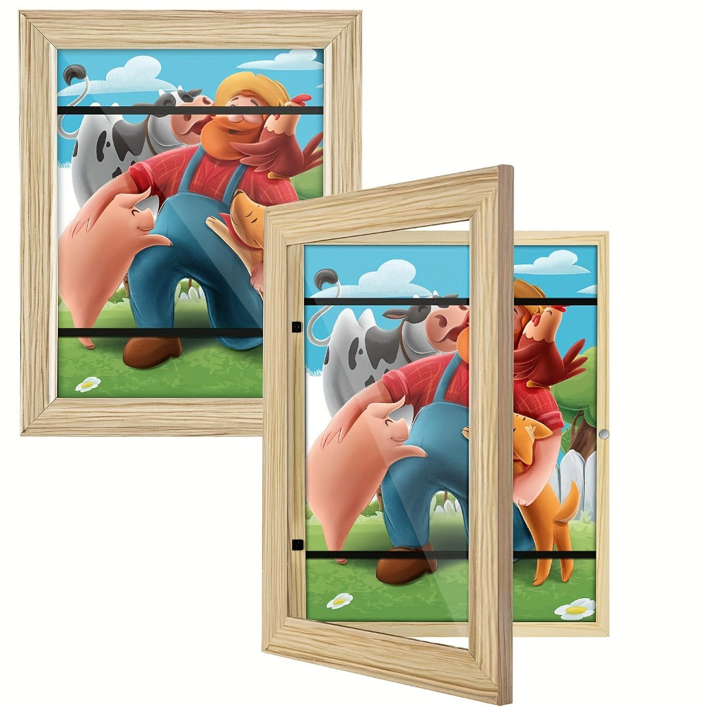 Kids Artwork Frames Front Opening Changeable 8.5x11 Inch Children Art Display Picture Frame for Drawing Crafts Photos Holds 130 Pieces Wood Black White