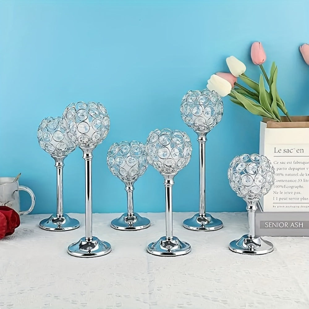 Crystal Candelabra Centerpiece ¨C Gold & Silver Taper Candle Holders for Wedding, Anniversary, Candlelit Dinner, Birthday & Party Table Decor, Home & Hotel Decoration, 3-Pack & 6-Pack (Candles Not Included)
