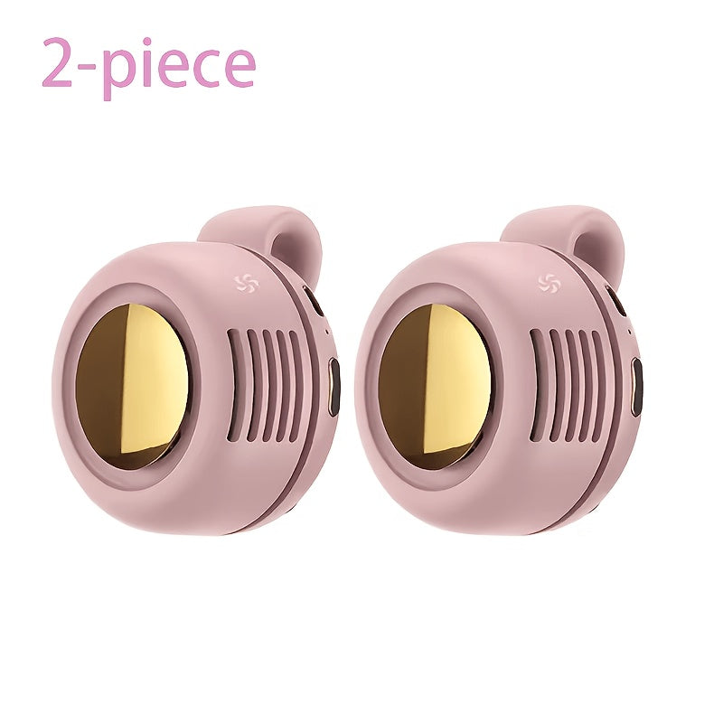 Clip-On Bladeless Neck Fan 360¡ã Surround Wind | Rechargeable Hands-Free Mini Fan for Shirt & Waist, Portable Personal Cooling for Outdoor, Travel & Sports ¨C Digital Display Option, Pink, Green & White, 1pc & 2pcs
