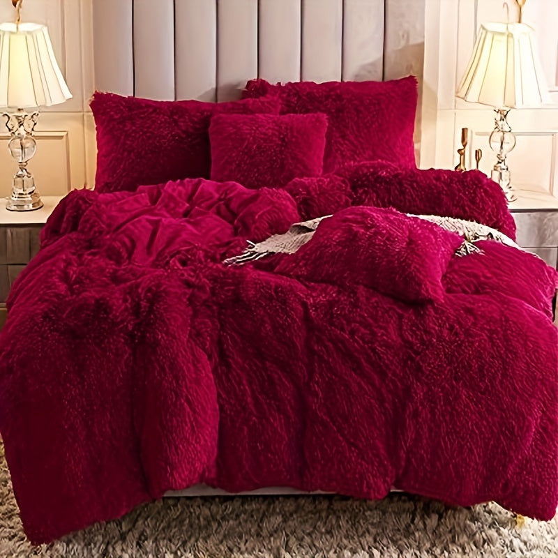 Plush Duvet Cover 100% Polyester Soft Warm Zipper Closure Cozy Bedroom Bedding Twin Full Queen King Solid Tie Dye 14 Colors for Bedroom Guest Room Dorm