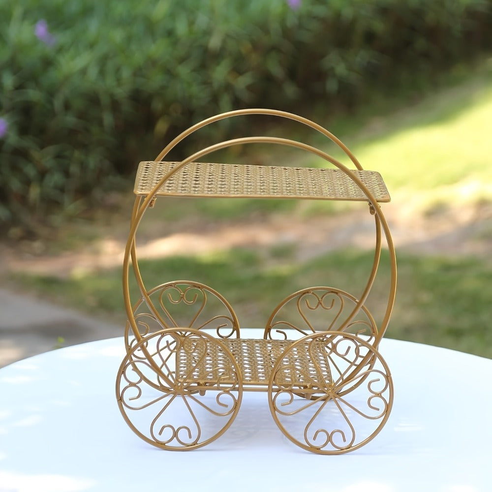 Cake Stand Pedestals Set of 3 | Golden Metal Geometric Stackable Dessert Display with Square Plastic Top | Multi-Tier Cupcake Tower for Wedding, Birthday, Holiday Party, Seasonal Table Decor