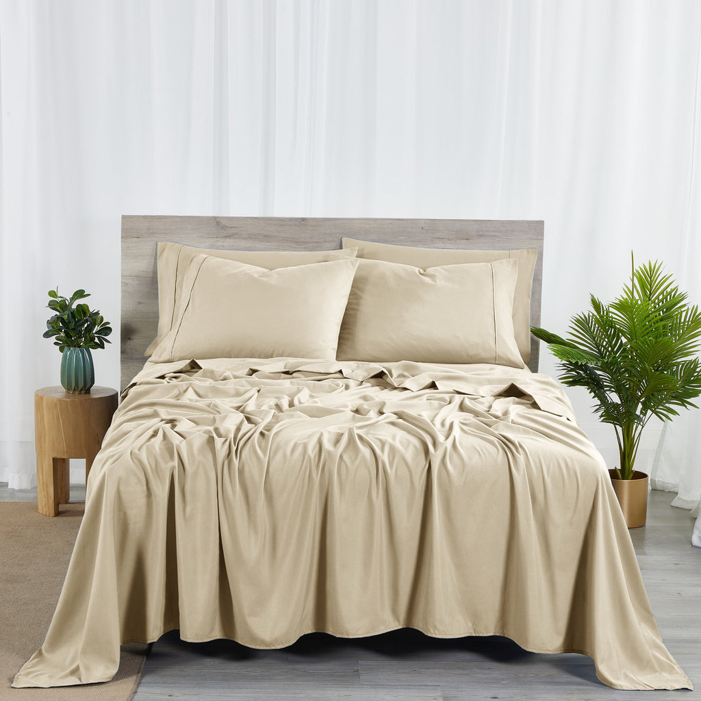 Bamboo Blend 6-Piece Sheet Set ¨C 2000 Thread Count SnugGrip Fitted Sheet 16¡± Deep Pocket Soft Wrinkle Resistant Twin Full Queen King Cal King