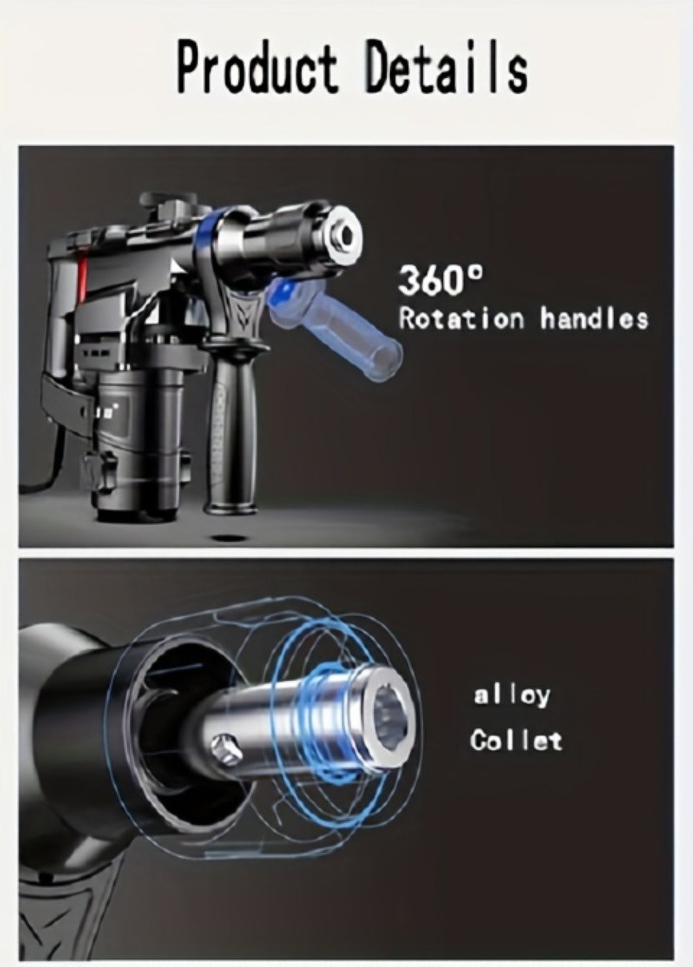 Hammer Drill 1100W 3-in-1 Multi-Function Electric Drill, Rotary Hammer & Chisel, Variable Speed, Heavy Duty for Concrete Wall Wood Metal Drilling, Includes Drill Bits, Accessories & Tool Box