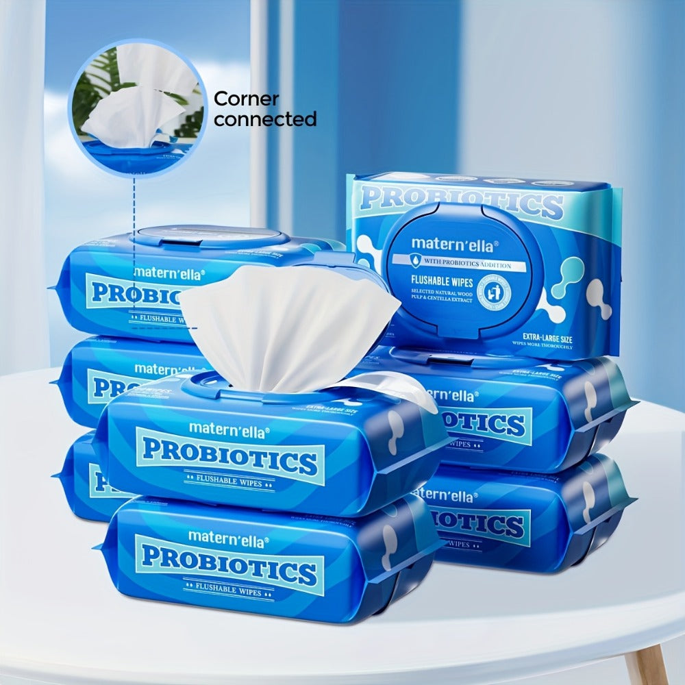 Flushable Wet Wipes with Probiotics ¨C Plant-Based Fibers, Fragrance Free, Sewer Safe, Soft & Thick Disposable Butt Wipes for Adults, Incontinence & Personal Care (1/3/5/6/8/9/15 Packs)
