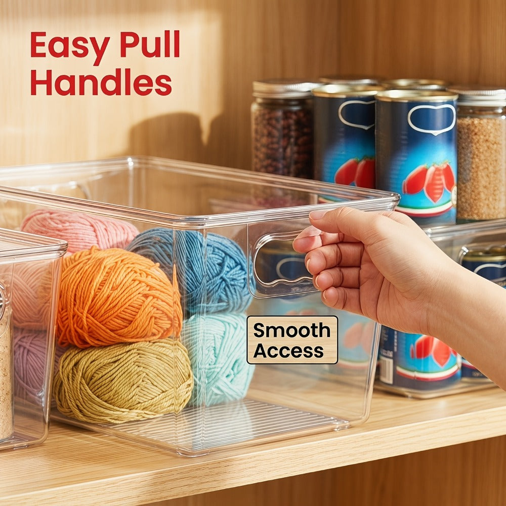 Clear Stackable Storage Bins with Lids 10 Pack - Large Plastic Pantry Organizer Containers with Handle, 11x7.5x6 Inch, for Kitchen Fridge Cabinet Closet Bathroom Organization