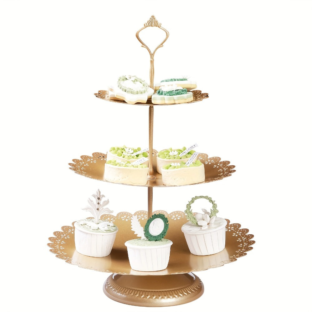 Cake Stand Set of 8 with Crystal Pendants 3-Tier Cupcake Tower Metal Dessert Display for Wedding Birthday Baby Shower Party Decor