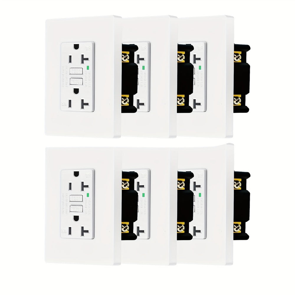GFCI Outlet 20 Amp Tamper Resistant WR Weather Resistant with Wall Plate ETL Listed LED Indicator Test Reset Button Ground Fault Circuit Interrupter for Bathroom Kitchen Garage 2 4 6 10 20 Pack Black White