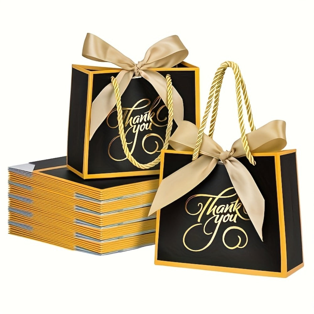 Small Thank You Gift Bags with Handles Bulk 50 Pack 5.5x2.5x4.7 Inch Party Favor Bags for Bridal Shower Birthday Baby Shower Wedding Goodie Bags Treat Bags Gift Wrap Bags