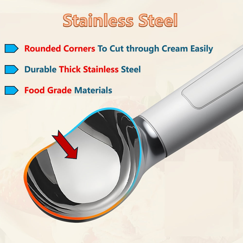 Heated Electric Ice Cream Scoop ¨C USB-C Rechargeable with 3 Temperature Levels up to 158¡ãF, Touch-Activated, IPX7 Waterproof, LED Display, Food Grade Stainless Steel, Ergonomic Design for Hard Ice Cream