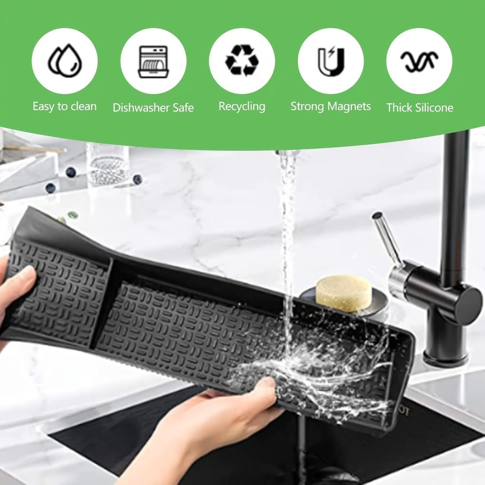 Magnetic Stove Top Shelf Organizer Silicone Spice Rack 30 Inch Heat Resistant Flexible Over Oven Kitchen Storage Organizer Strong Magnetic Mount Black