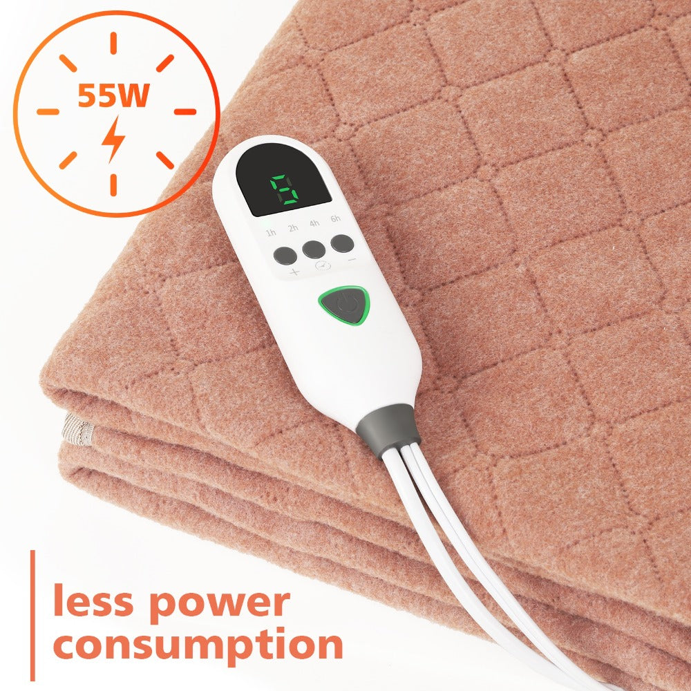 Electric Mattress Pad Heated Bed Warmer 63¡±x31¡± - 9 Heat Settings, 4 Auto Shutoff Modes, Rapid Warming, LED Controller, ETL Certified, Machine Washable, Low EMF, Winter Comfort Gift, Brown & Grey