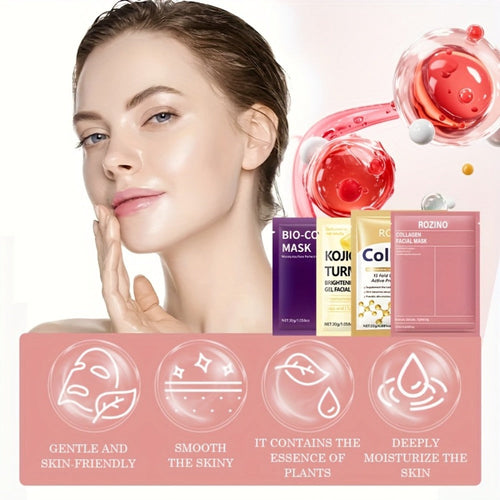Bio-Collagen Powerful Moisturizing Face Mask Set 20pcs | Deep Hydration Anti-Aging Skincare for Dry Dull Sagging Skin | Facial Masks for Men and Women