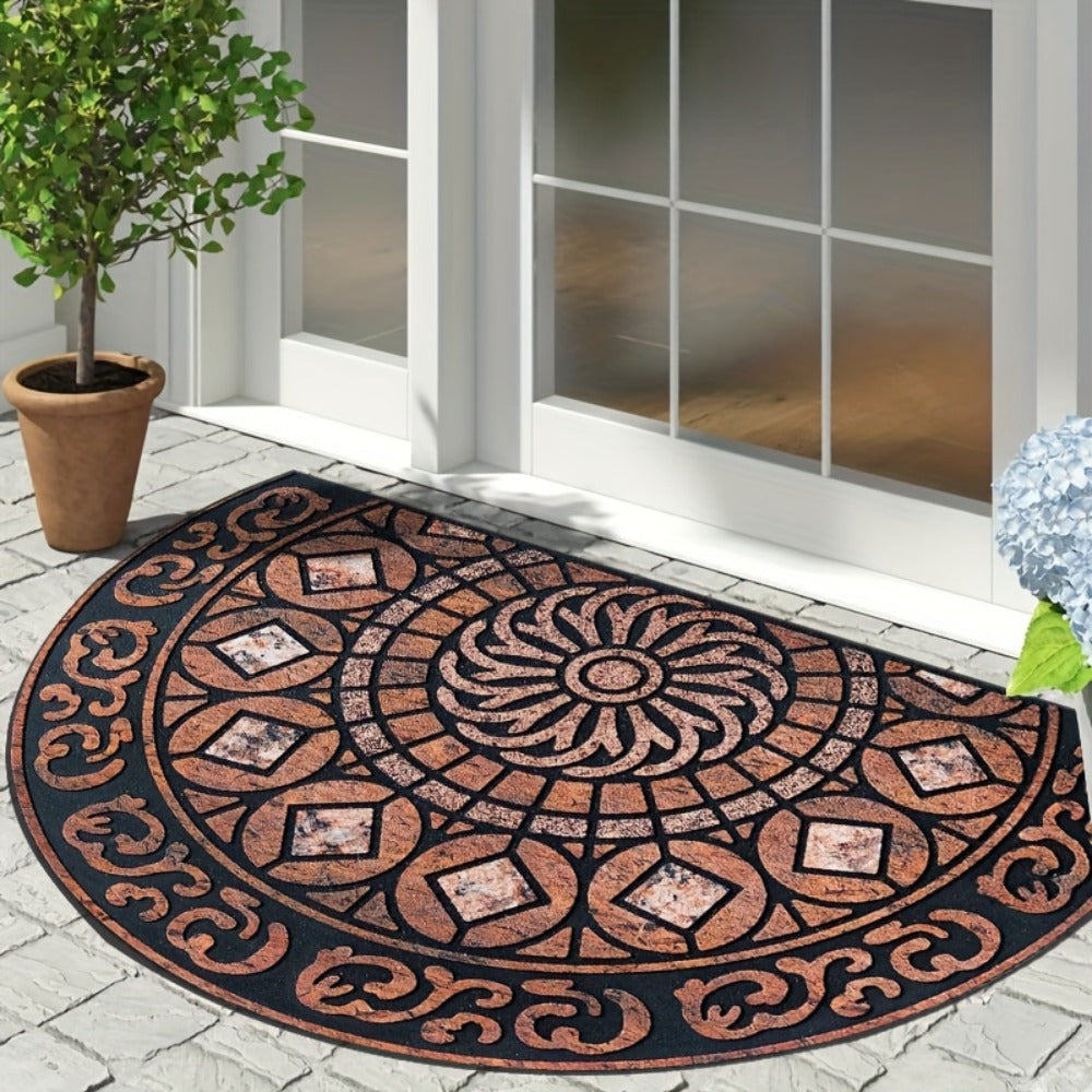 Outdoor Door Mat Heavy Duty Non-Slip Welcome Mat for Front Door Entrance Patio Porch, Durable Low-Profile Rug, Multiple Colors & Sizes, Light Blue Brown Dark Blue Gray Rainbow