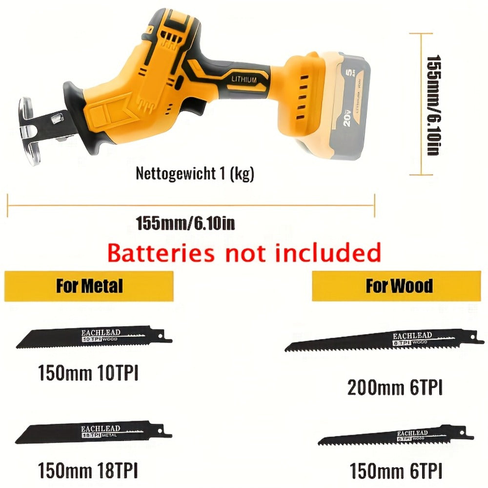 Reciprocating Saw Brushless Cordless for DeWalt 20V Battery ¨C 0-3500 SPM Variable Speed, Tool-Free Blade Change, 4 Saw Blades Included, for Wood, Metal & PVC Cutting (Battery Not Included)