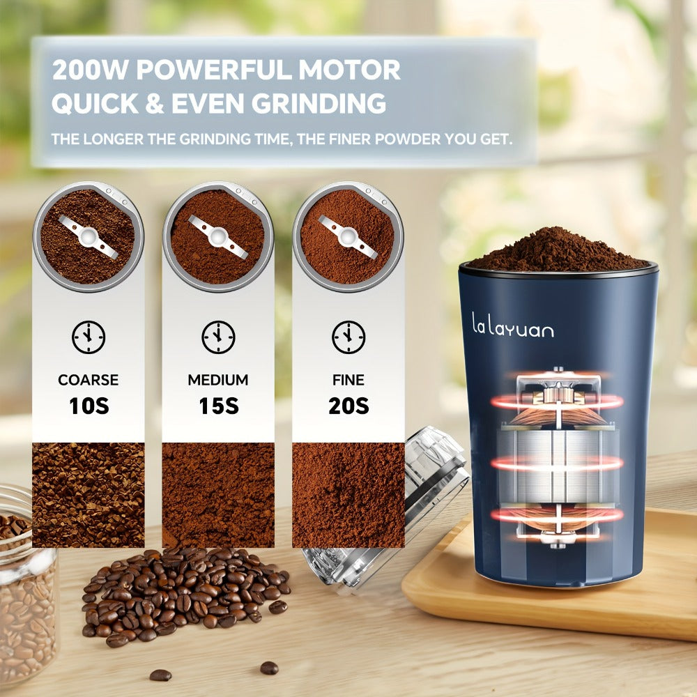 Coffee Bean Grinder Electric 200W Powerful Motor Stainless Steel Chamber Ultra-Fine Blade Grinder One-Touch 12 Cups Multi-Purpose for Spices Nuts Grains 110V US Plug