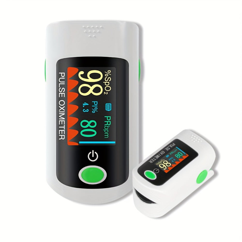 Fingertip Pulse Oximeter 2-Pack, Digital Blood Oxygen Saturation Monitor with SpO2 Heart Rate & Perfusion Index Display, Battery-Powered Portable Finger Oximeter for Home Use & Sports, Black or Blue
