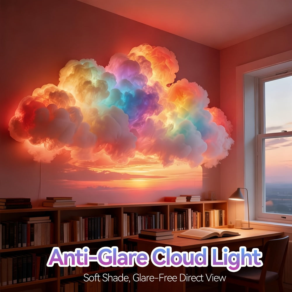3D Thunder Cloud Lamp RGB Music Sync LED Light USB Powered Sound Sensitive IC Mood Lighting for Game Room Photography Studio Halloween Christmas Party Atmosphere Decoration