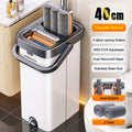 Flat Floor Mop and Bucket Set with Self-Cleaning System ¨C Manual Squeeze Mop for Home, Office, Living Room, Bathroom & Kitchen ¨C ABS, Multisurface, No Electricity Needed (White & Black)