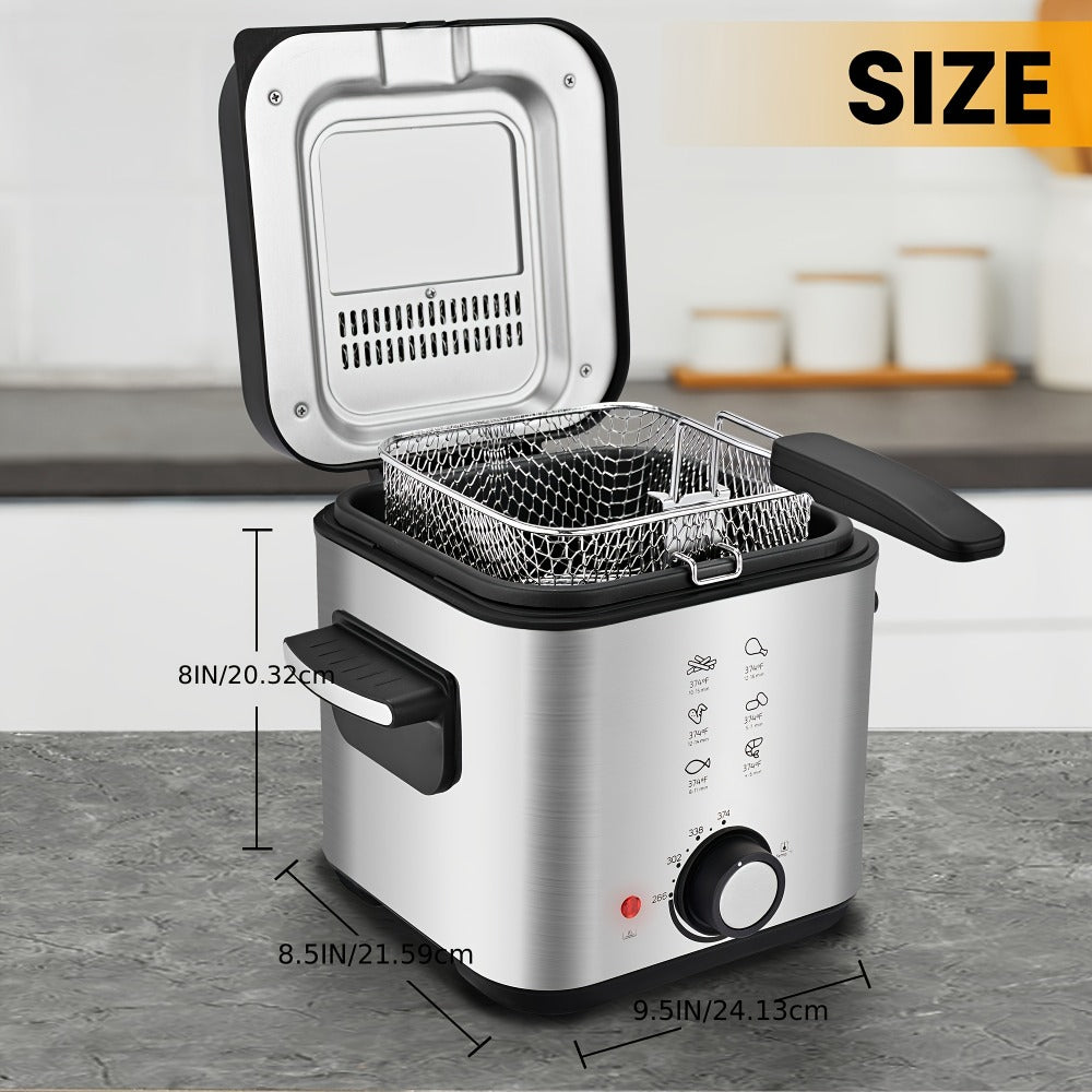Deep Fryer 1500W Electric ¨C Non-Stick Stainless Steel Frying Pot with Adjustable Temperature Control & Frying Basket, 1.5L / 2.5L / 3L / 5L / 6L Capacity for Home Kitchen