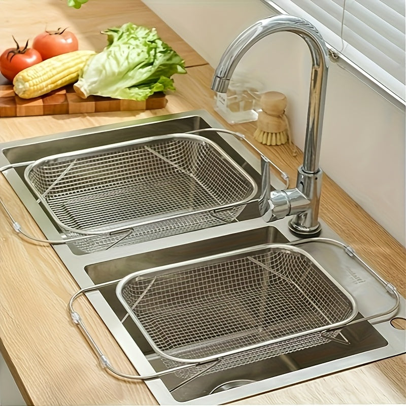 Expandable Stainless Steel Colander & Drain Basket ¨C Adjustable Strainer for Vegetables, Fruits & Kitchen Sink Use