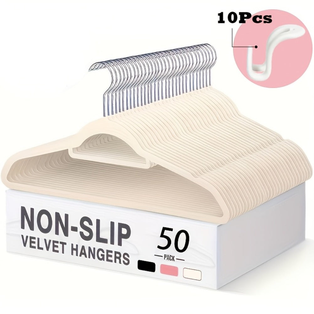 Velvet Hangers Non-Slip Slim Space Saving Clothes Hangers, Premium Flocked Suit Hangers for Closet Organization, Ultra Thin Strong Coat Hangers for Shirts Dresses Pants, 20 or 50 Pack Black Beige Pink