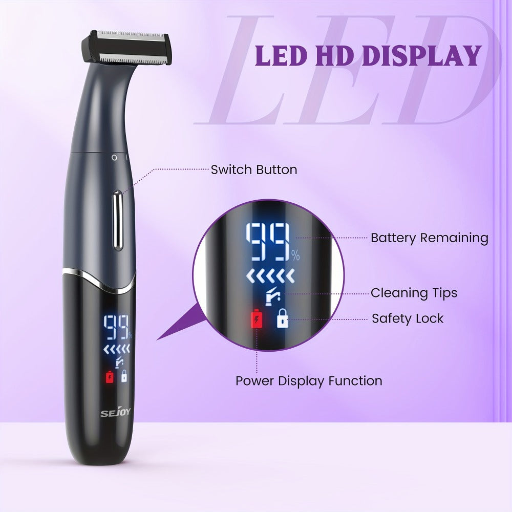 Women's Electric Bikini Trimmer Body Shaver Cordless Painless Razor Replaceable Heads Facial Hair Eyebrow Nose Ear Hair Removal Sensitive Skin