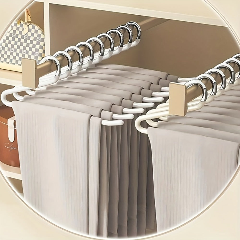 Pants Hangers Metal Open Leg Non-Slip - Heavy Duty Trouser Jeans Hanger for Wardrobe, Space Saving, Black or White, 10/20/30/50pcs