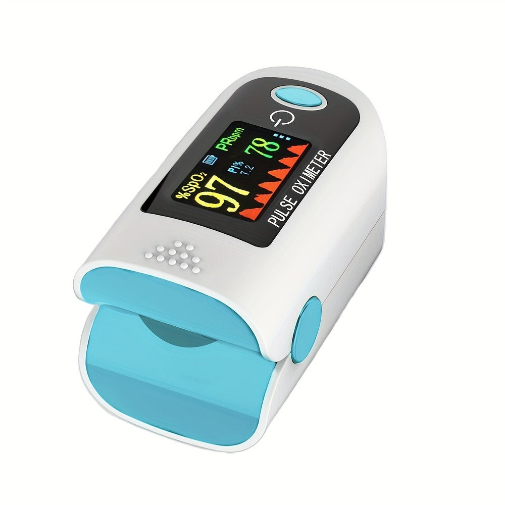 Fingertip Pulse Oximeter 2-Pack, Digital Blood Oxygen Saturation Monitor with SpO2 Heart Rate & Perfusion Index Display, Battery-Powered Portable Finger Oximeter for Home Use & Sports, Black or Blue