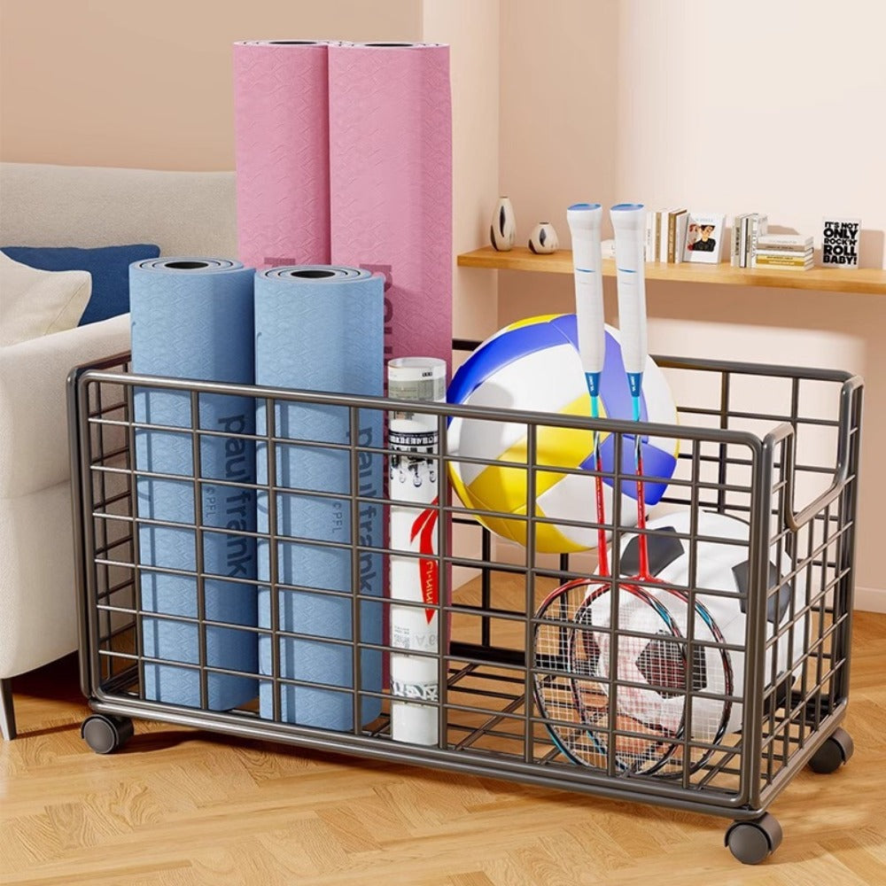 Rolling Metal Storage Basket with Wheels ¨C Multifunctional Wire Organizer Cart for Laundry Room, Bathroom, Kitchen & Closet, Open Shelf Bin, No Lid, Home Organization Storage Basket