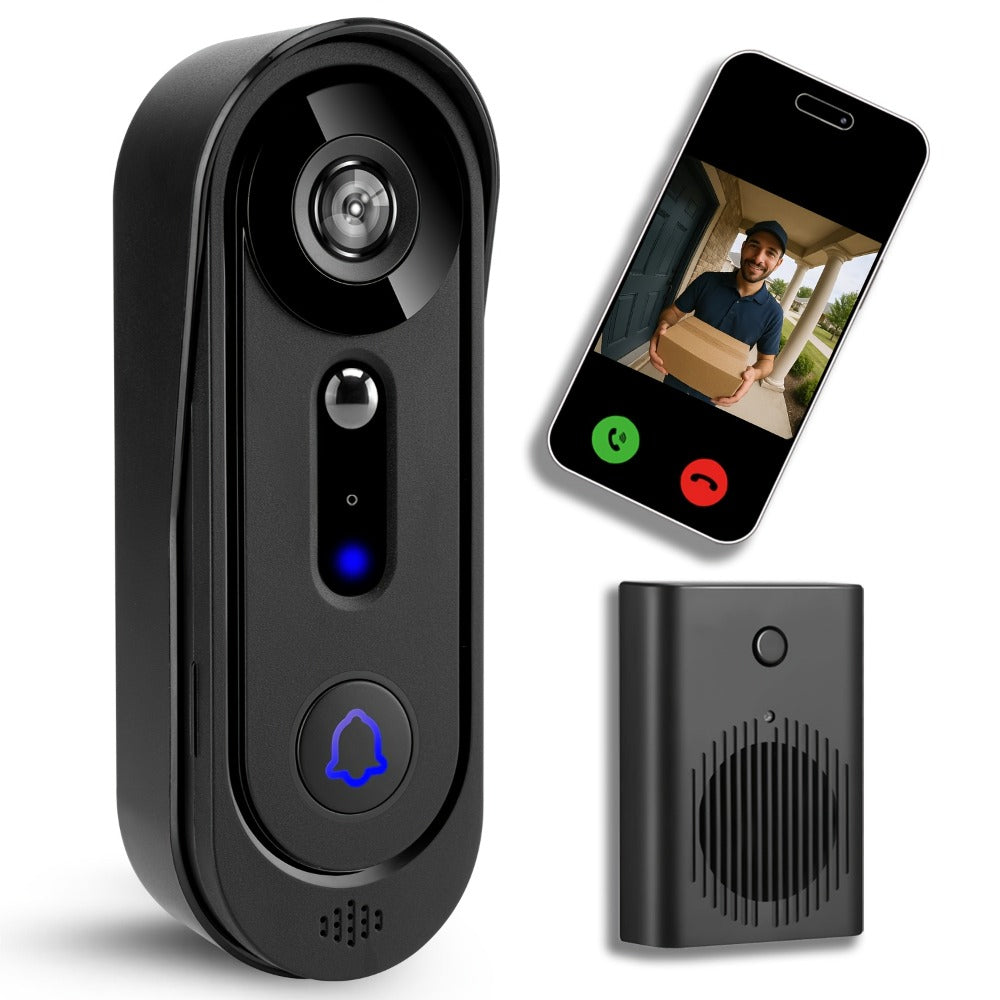 Video Doorbell Camera 1080P HD Wireless with Night Vision, Motion Detection, Two-Way Audio, Indoor Chime & Cloud Storage ¨C 5200mAh Battery, 166¡ã Wide Angle, 2.4GHz WiFi Smart Door Camera