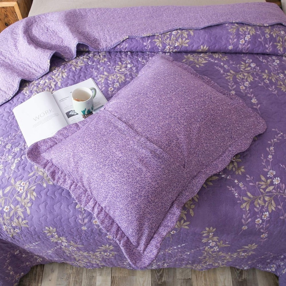 Floral Quilt Set Lightweight Bedspread Coverlet 2 or 3-Piece, All Season Hypoallergenic Breathable Paisley Patchwork Print Quilt for Bedroom Guest Room Dorm RV Cabin, Twin Queen King, Shabby Chic