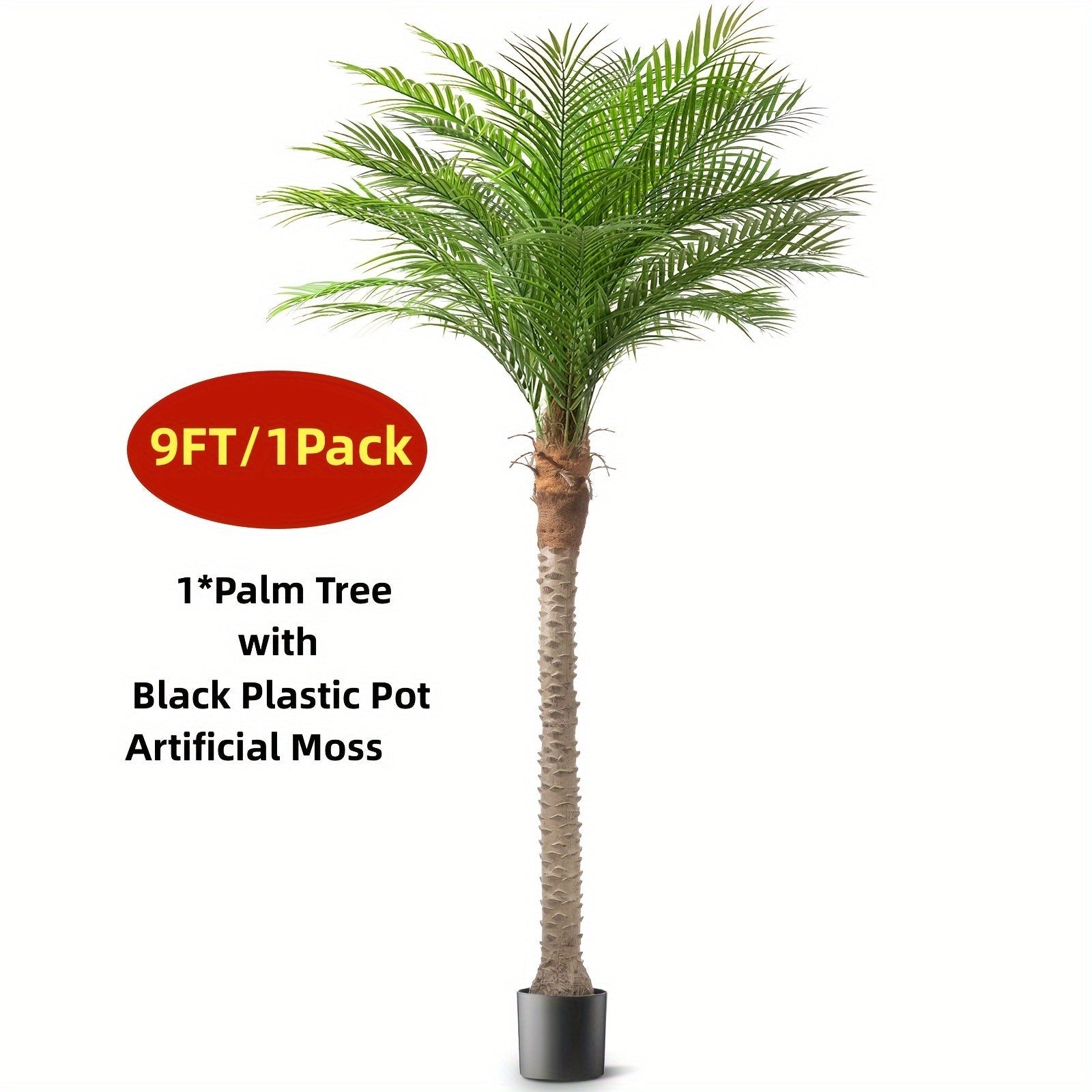 Large Artificial Palm Tree 7ft 8ft 9ft, UV Resistant Faux Tropical Palm Tree with Realistic Leaves for Outdoor Patio Garden Yard, Indoor Living Room Hotel Pool Sunroom Christmas Decor