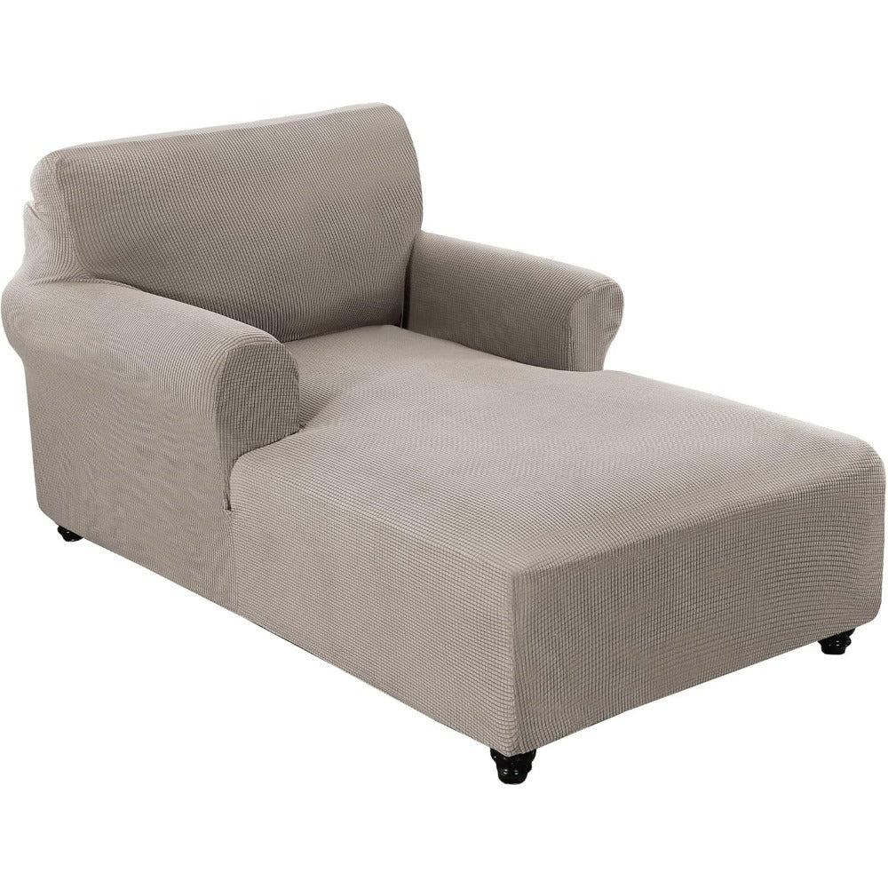 Chaise Lounge Cover Stretch Slipcover Jacquard Fabric Chair Sofa Protector for Living Room Bedroom Machine Washable Multi-Color