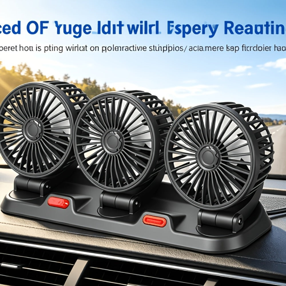 USB 3-Head Desk Fan Quiet Operation Adjustable Speed Powerful Efficient Cooling for Home Office Bedroom Computer Power Bank Compatible Black