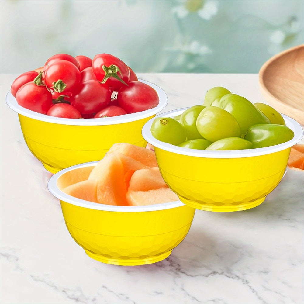Plastic Bowls 120 Pack 13oz Disposable Serving Bowls with Football Print for Party Wedding Picnic BBQ Ice Cream Salad Snack Soup Red Yellow Green